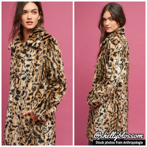 NWT Anthropologie Leopard Print Coat Faux Fur - Picture 3 of 4